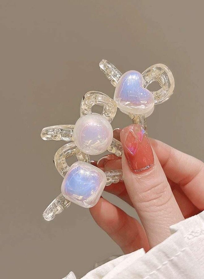 Radhya Accessories Holographic Stone Acrylic Hair Claws for Women (Pack of 3) Small hair clutchers for Girls Hair Clips for Women Cute Clawclips - Image 1