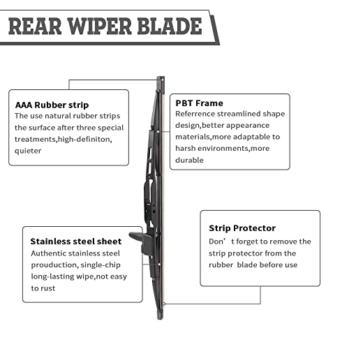 HODEE (Set of 2) Rear Wiper Blade Replacement For Toyota Sequoia 2008-2020,Rear Wiper Accessories Parts,Wiper Blade for Back Windshield Window,OE:85242-0C010 - Image 4