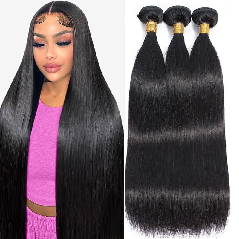 سيلينا شعر مستقيم 3 حزم شعر بشري 20 22 24 بوصة شعر برازيلي عذري 100 شعر بشري 100 جرام حزمة لون أسود طبيعي