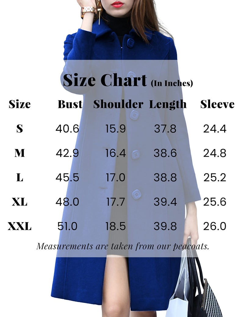 UANEO Womens Pea Coat Faux Wool Single Breasted Long Trench Coat Peacoat Dress Coat Winter (Caramel-L) - Image 4