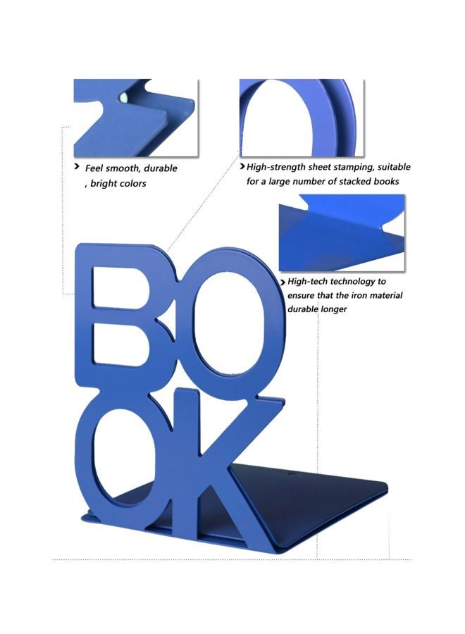 NIBEMINENT 2-Piece Book Word Designed Bookend Set Blue - Image 2