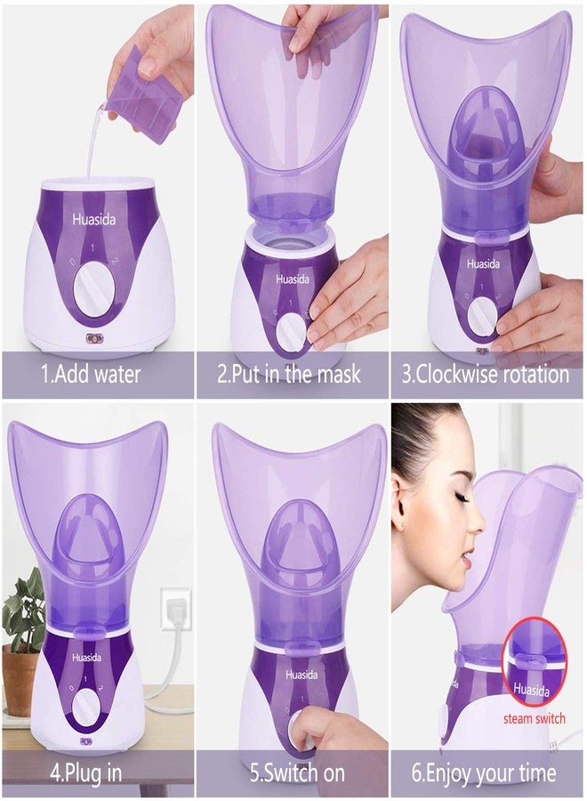 huasida Facial Steamer Personal Steam Inhaler Sauna Facial Steamer Hot Mist Moisturizing Beauty Instrument Rejuvenate and Hydrate Your Skin (Purple) - Image 5