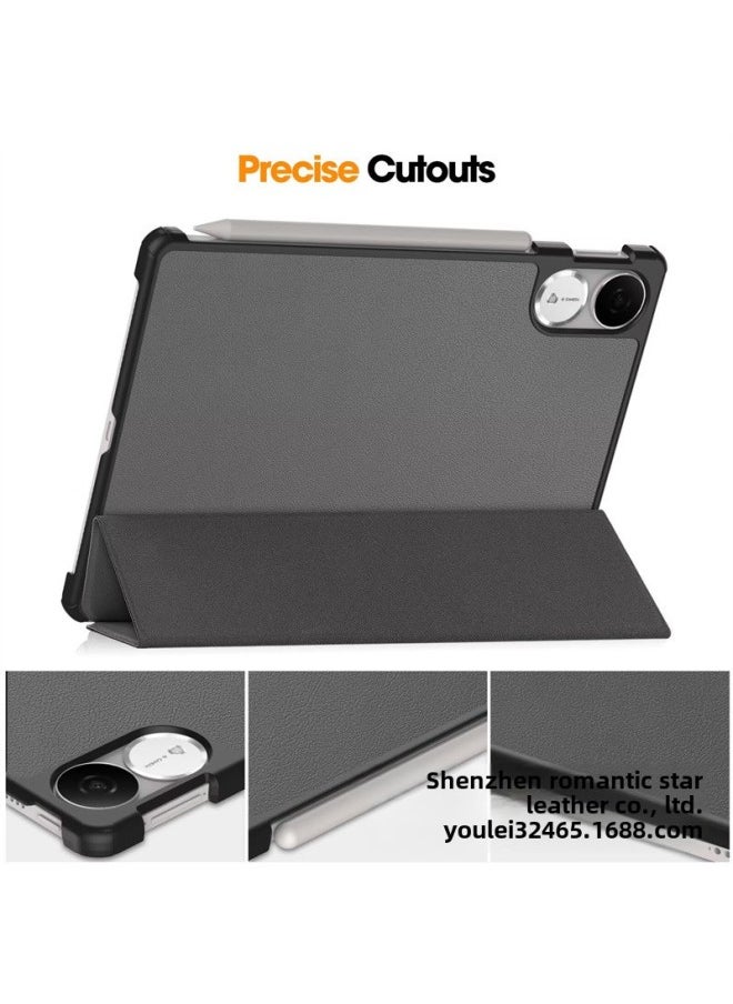 Generic - For Glory Flat V9 Protective Case 11.5 Leather Case ROL-W00 Three-fold Full-cover Anti-drop Bracket Ultra-thin Back Case-Colour:Dark Blue-Applicable Model:Honor Tablet X9 Pro 2025/x9/x8 Pro 11.5 2023 Universal - Image 1