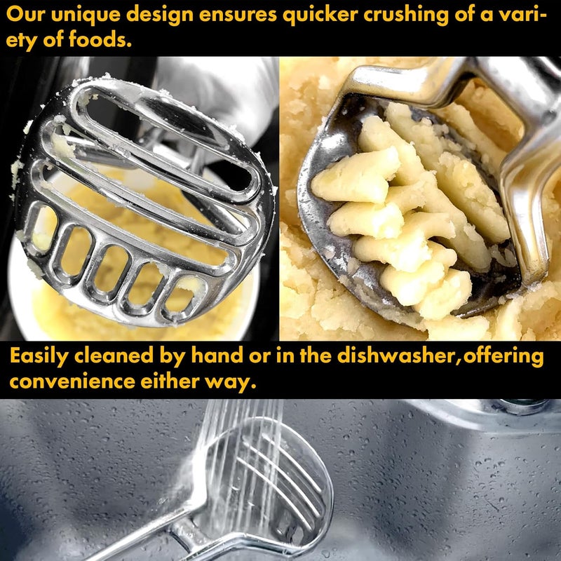 qAp quality art Practical Heavy Duty Stainless Steel Potato Masher with Silicone Handle - Image 4
