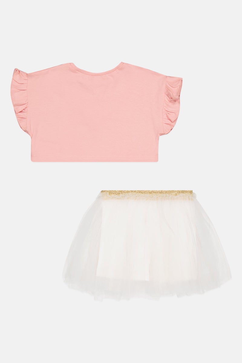 MISS Toddlers Girl 2 Pieces Textured Top And Tutu Skirt Set, Multicolor - Image 2