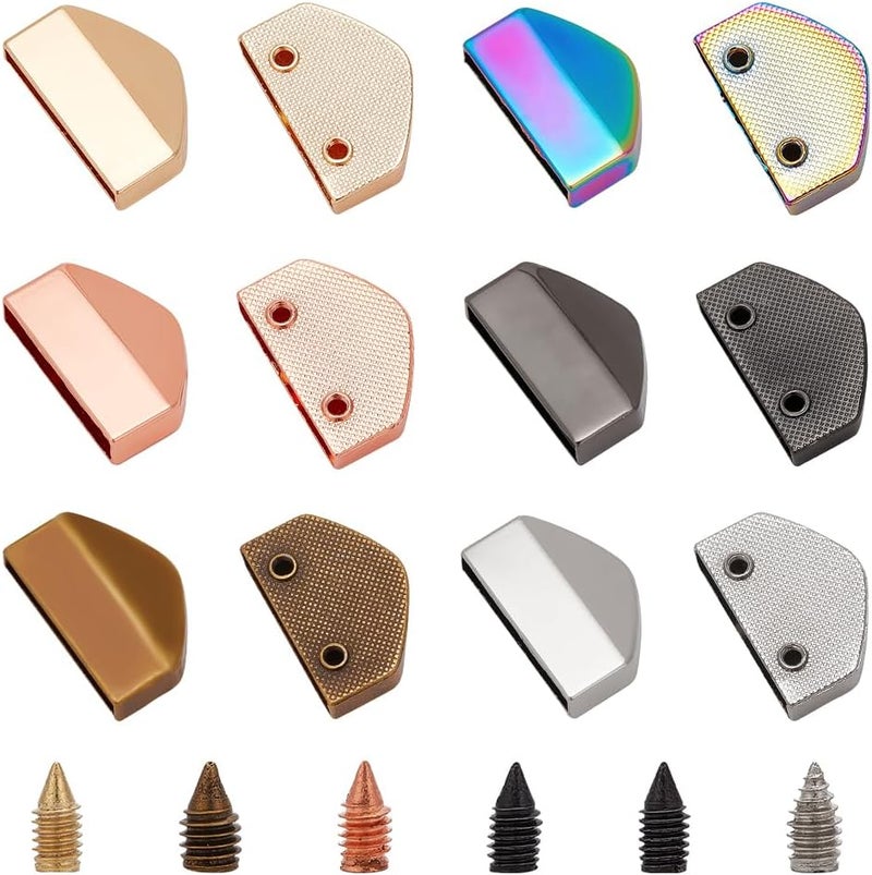 klarako 12 Sets Metal Belt Buckle End Tips, 6 Colors 1 Inch Webbing Zipper Tips Strap End Head with Screws Bag Zip Decorative Clip Buckles for DIY Sewing Craft Making Belt Clip Repair Belt Ending - Image 1