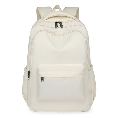 Lamprod Cute Aesthetic Medium School Backpack for Teen Girls, White, Fashion Backpack, 20L, Water Resistant, Laptop Compartment, Large Capacity, Lightweight - Image 1