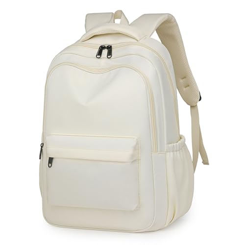 Lamprod Cute Aesthetic Medium School Backpack for Teen Girls, White, Fashion Backpack, 20L, Water Resistant, Laptop Compartment, Large Capacity, Lightweight - Image 2