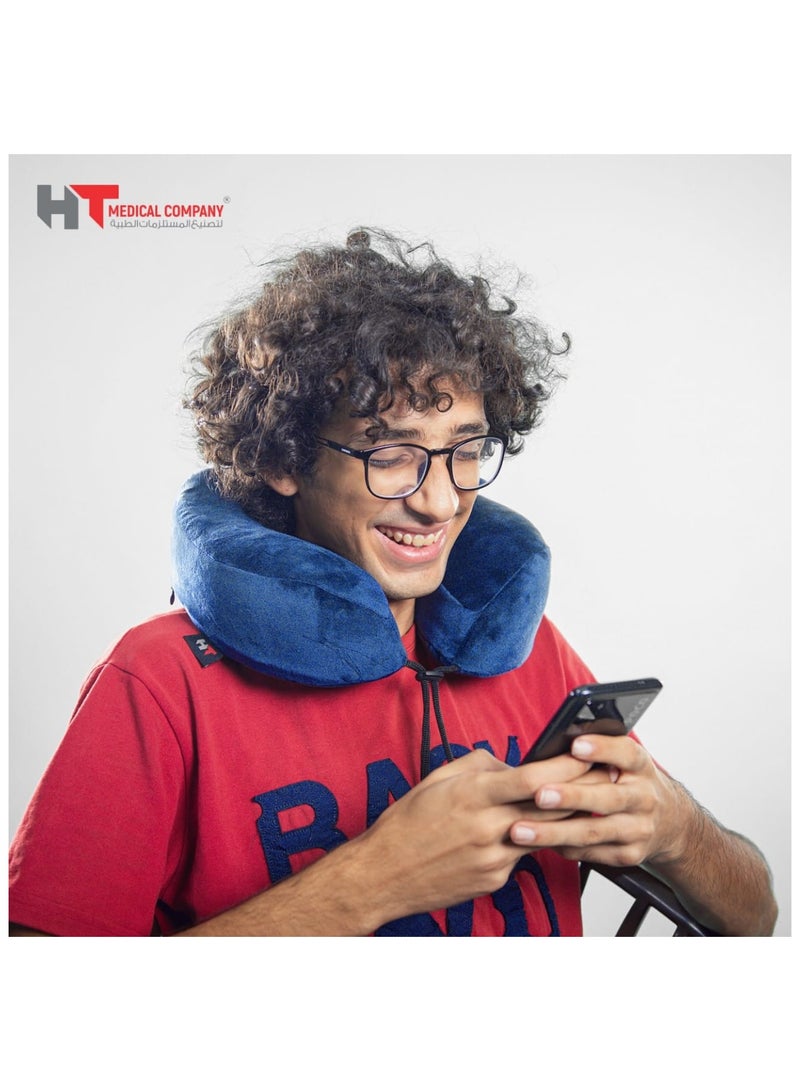 HT Elevated Memory Foam Travel Neck Pillow for Head and Neck Support for Airplane, Car, Travel, Reading, Sleeping - Image 4