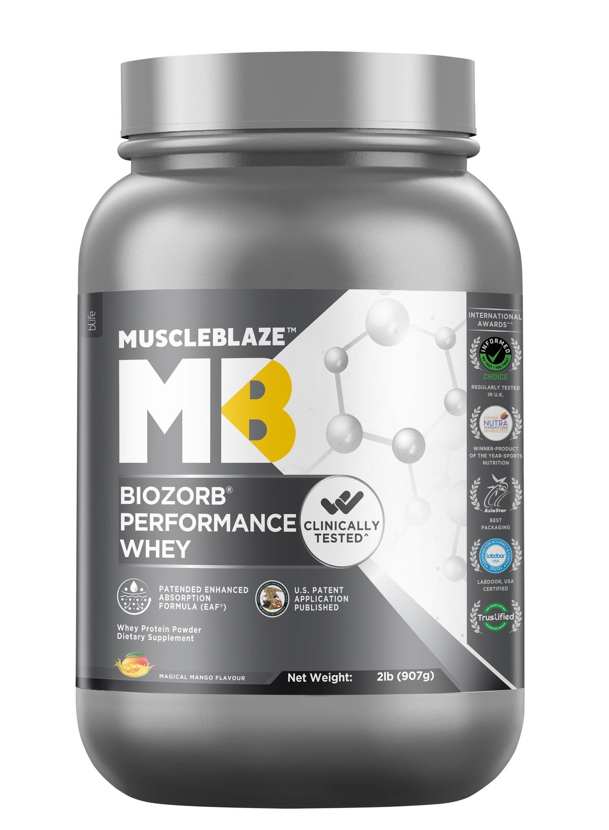 Muscleblaze Biozorb Performance Whey Protein (Magical Mango, 2Lbs / 907G) With Creamp Micronised Creatine Monohydrate (Unflavoured, 0.55Lbs / 250G) (Combo Pack)