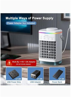 Arabest Air Cooler Personal Air Conditioner Cooling Fan 4 Fan Speeds 7 Color Lights 2 Cool Air Sprays 2-8 Hours Timer Ice Cube Tray 3 in 1 Portable Air Conditioner for Room  - Image 4