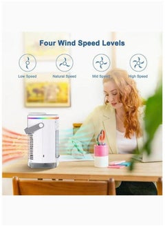 Arabest Air Cooler Personal Air Conditioner Cooling Fan 4 Fan Speeds 7 Color Lights 2 Cool Air Sprays 2-8 Hours Timer Ice Cube Tray 3 in 1 Portable Air Conditioner for Room  - Image 5