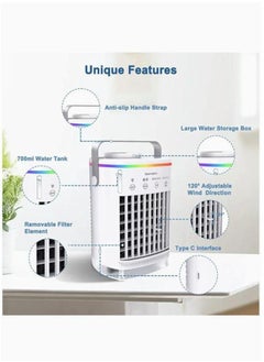 Arabest Air Cooler Personal Air Conditioner Cooling Fan 4 Fan Speeds 7 Color Lights 2 Cool Air Sprays 2-8 Hours Timer Ice Cube Tray 3 in 1 Portable Air Conditioner for Room  - Image 2