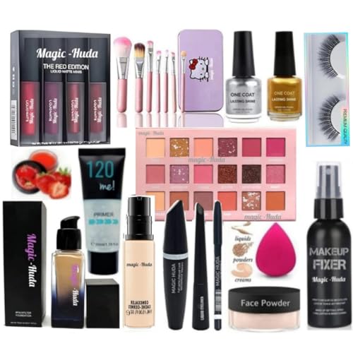 MagicHuda Magic Huda All in 1 Makeup Product Combo Kit And Makeup Kit Waterproof Makeup, Bridal Makeup, Smudge Proof Party Set For Women & Girls (Set Of 16) Professional Makeup Kit. - Image 1