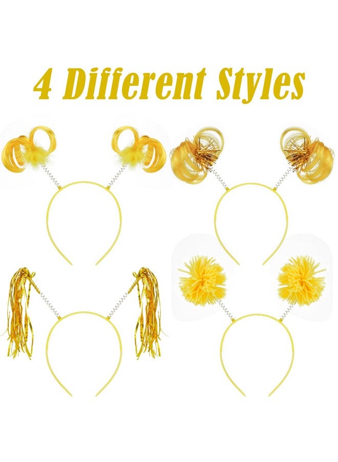 كوسايد عصابات رأس من COCIDE مكونة من 8 قطع من بوم بوم، عصابات رأس للحفلات، ذيل حصان ملفوف بالشرائط اللامعة، أغطية رأس هيدبوبر لمهرجانات أعياد الميلاد (ذهبي، مقاس واحد) - Image 5