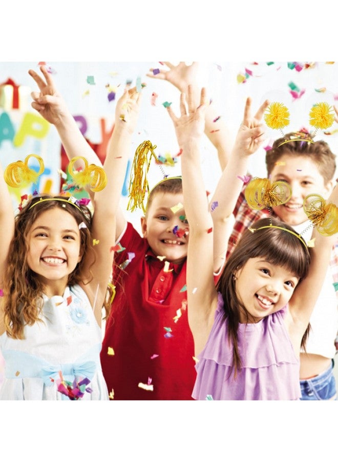 كوسايد عصابات رأس من COCIDE مكونة من 8 قطع من بوم بوم، عصابات رأس للحفلات، ذيل حصان ملفوف بالشرائط اللامعة، أغطية رأس هيدبوبر لمهرجانات أعياد الميلاد (ذهبي، مقاس واحد) - Image 2