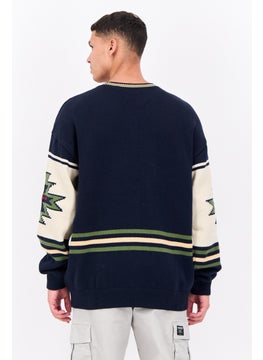 PERRY ELLIS Men Embroidered Logo Pull Over Sweater, Navy  - Image 3