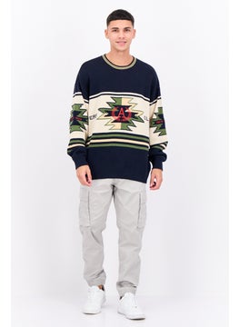 PERRY ELLIS Men Embroidered Logo Pull Over Sweater, Navy  - Image 4