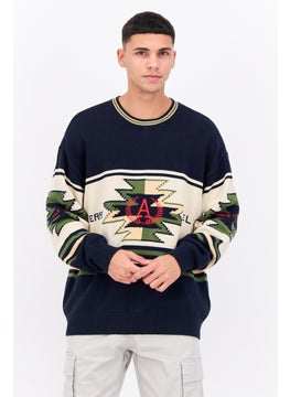 PERRY ELLIS Men Embroidered Logo Pull Over Sweater, Navy  - Image 1