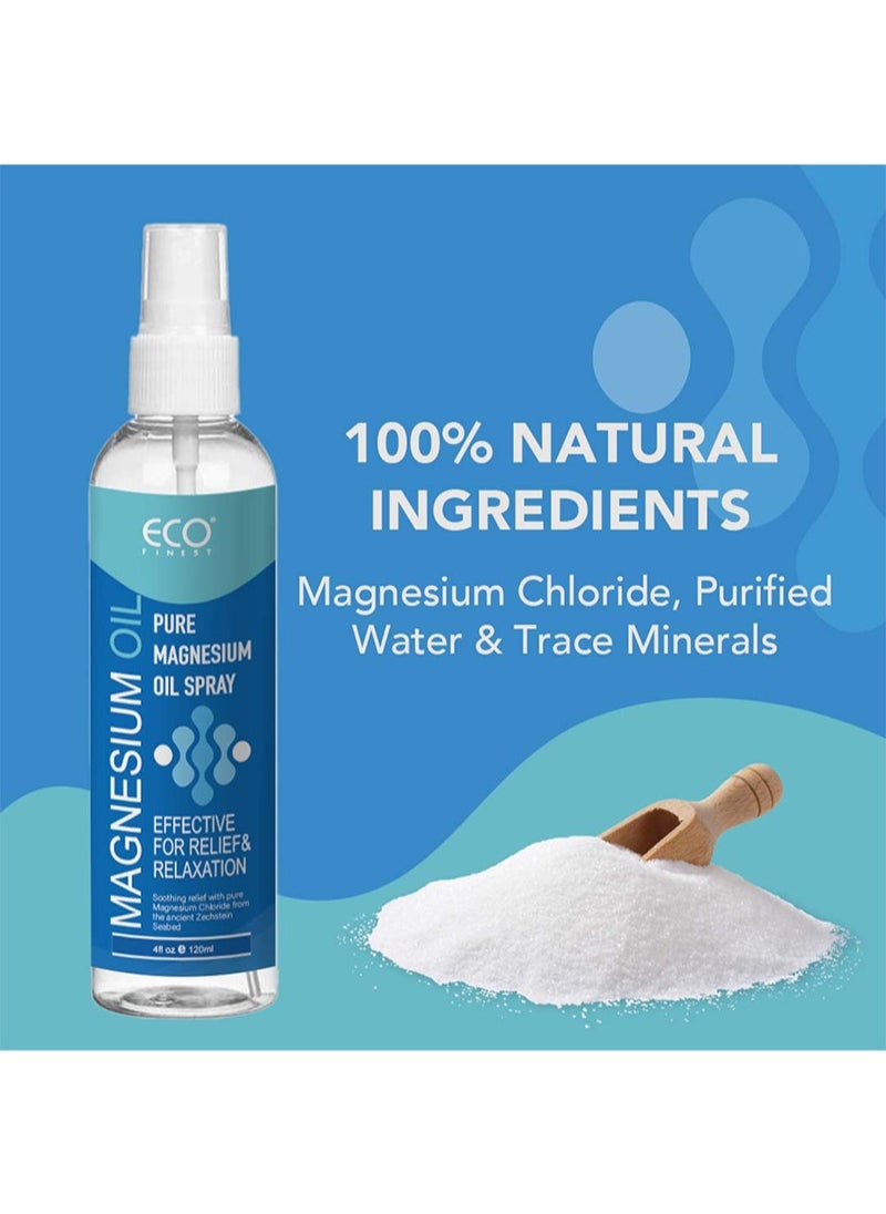 ECO finest Magnesium Oil Body Spray, Sports Soothing Relaxation Spray, Improve Sleep, Muscle Health, Leg and Joint Care, Reduce Itching, Non-Greasy Formula (120ml)  - Image 2