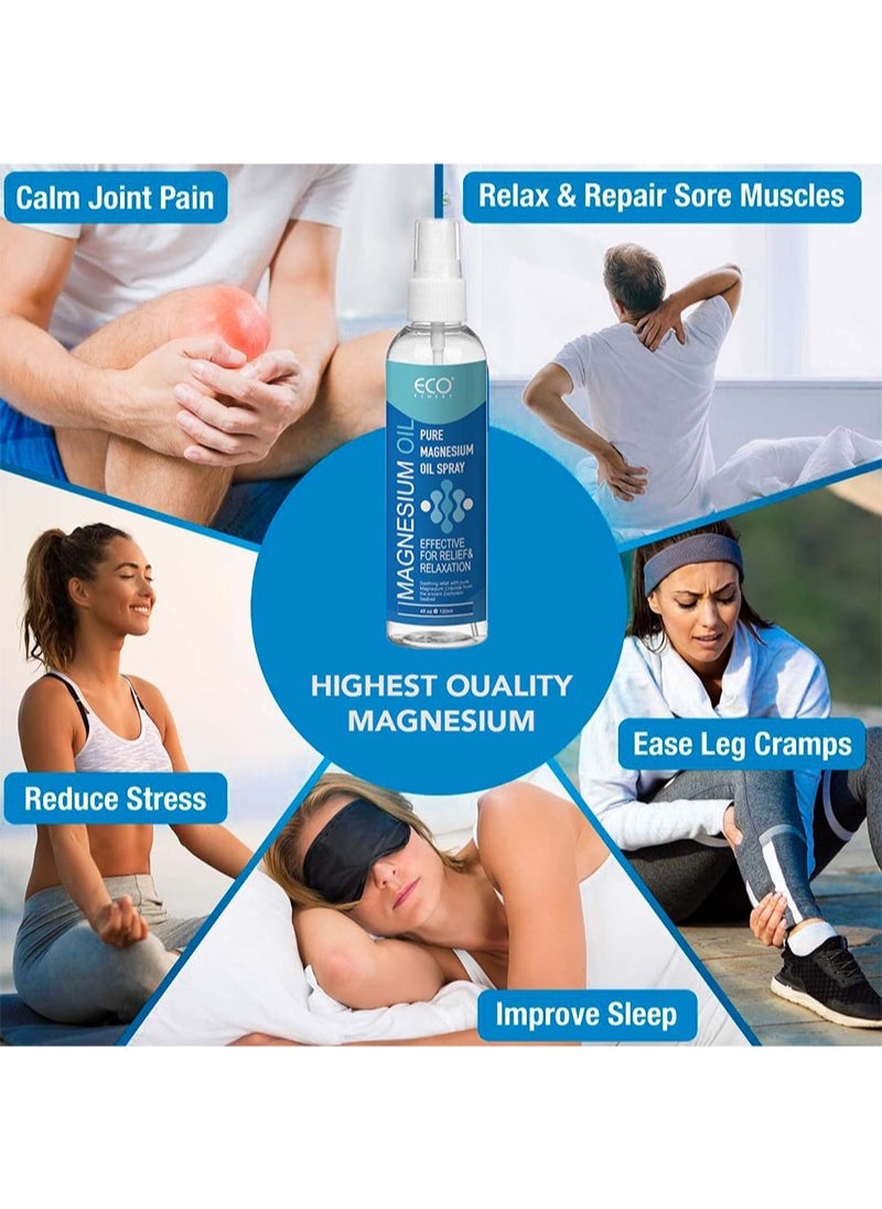 ECO finest Magnesium Oil Body Spray, Sports Soothing Relaxation Spray, Improve Sleep, Muscle Health, Leg and Joint Care, Reduce Itching, Non-Greasy Formula (120ml)  - Image 4