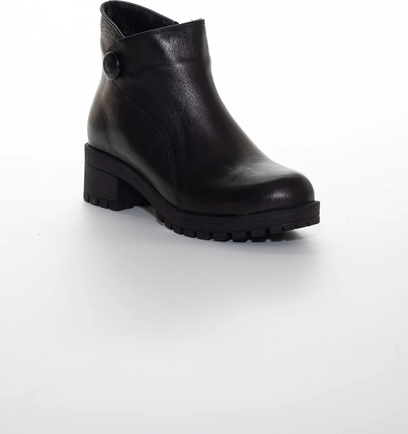 Dilimler Ayakkabı Slices Shoes Genuine Leather Black Women's Boots