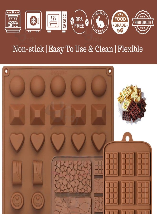 Undy Chocolate Mould Silicone Mini Bars Round Heart Square Rectangle Pyramid Sphere Break Apart Shape Chocolate Mould for Chocolate Making Multipurpose Jelly Ice Cubes Cake Decoration Tools, 3 PCS - Image 3
