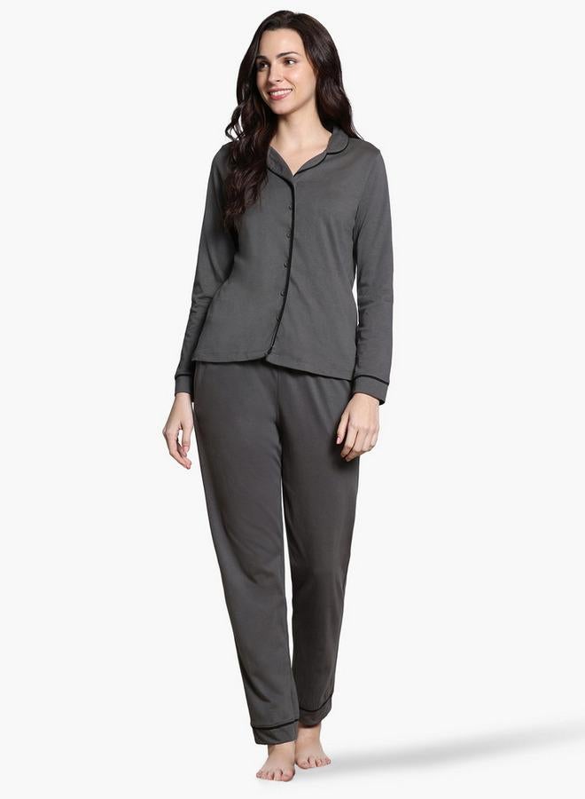 Zivame Piping Detail Pyjama Set - Image 1