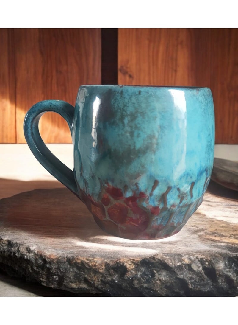 color zone pottery 300ml ceramic and earthenware mug, each piece is unique, microwave safe  - Image 2