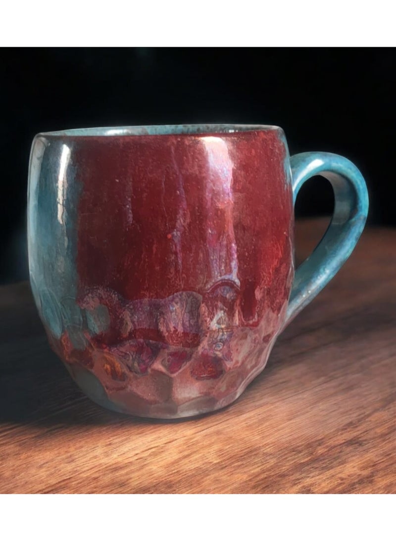 color zone pottery 300ml ceramic and earthenware mug, each piece is unique, microwave safe  - Image 1