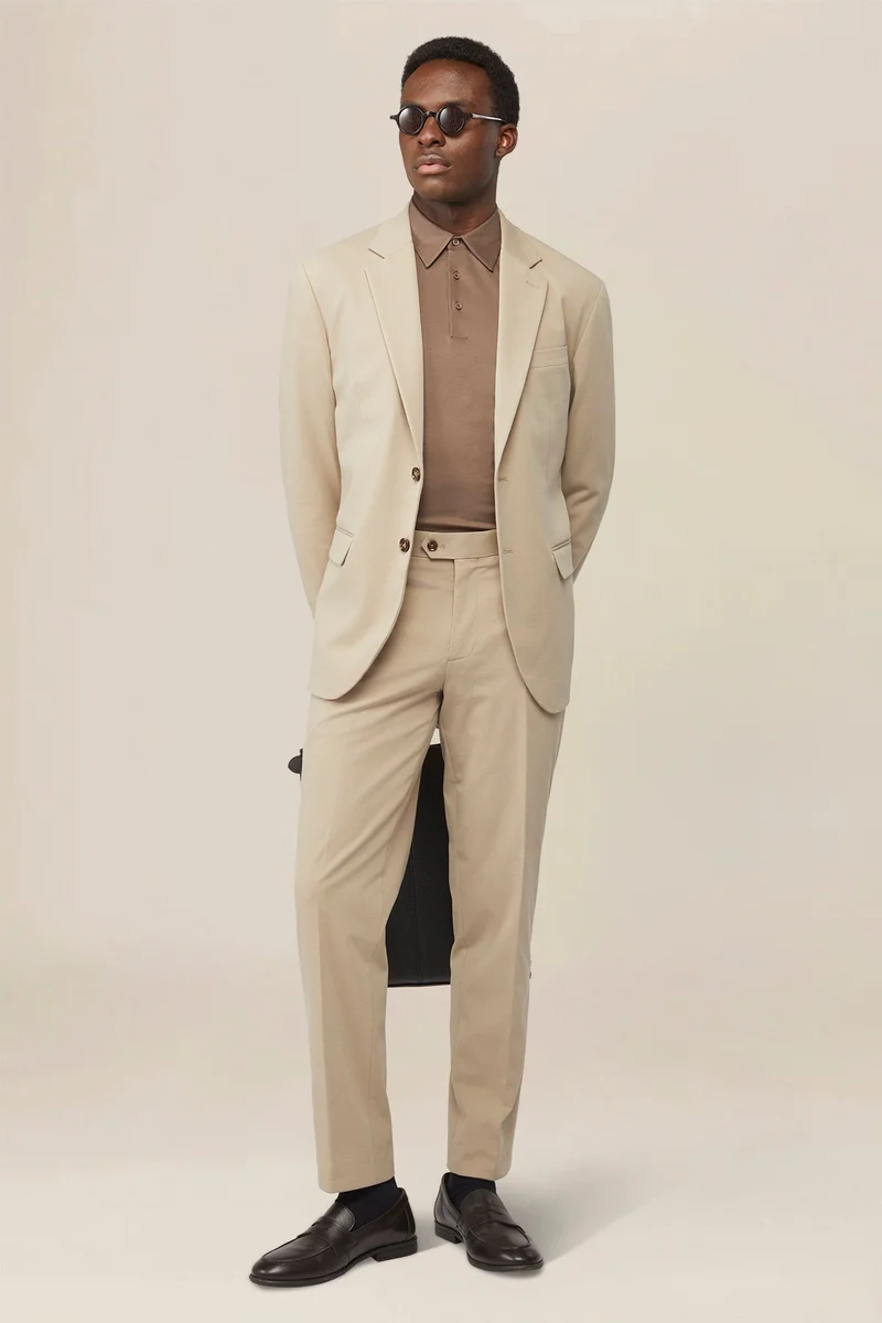 Doppelganger Men's single-breasted unlined jersey jacket - Beige