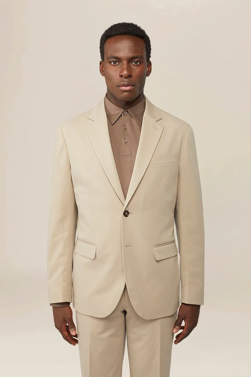 Doppelganger Men's single-breasted unlined jersey jacket - Beige