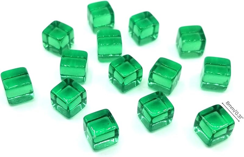 200 قطعة من مجموعة النرد الأكريليك الأخضر 8 مم، 6 جوانب، لعبة لوح لعب الأدوار الشفافة، لغز مكعب لعبة - Image 5