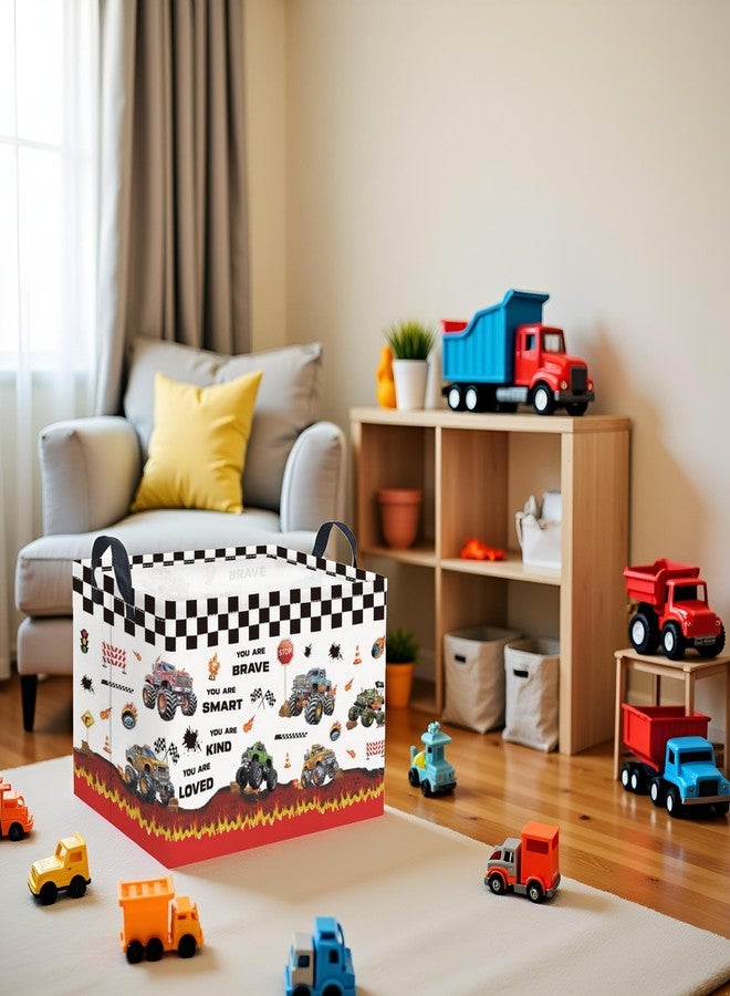 LATOGHIVE Rectangular Storage Basket Waterproof Storage Bin for Bedroom Collapsible Bin Books Box Basket Room Decor(Monster Truck) - Image 5
