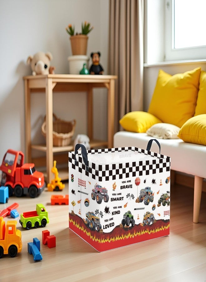 LATOGHIVE Rectangular Storage Basket Waterproof Storage Bin for Bedroom Collapsible Bin Books Box Basket Room Decor(Monster Truck) - Image 3