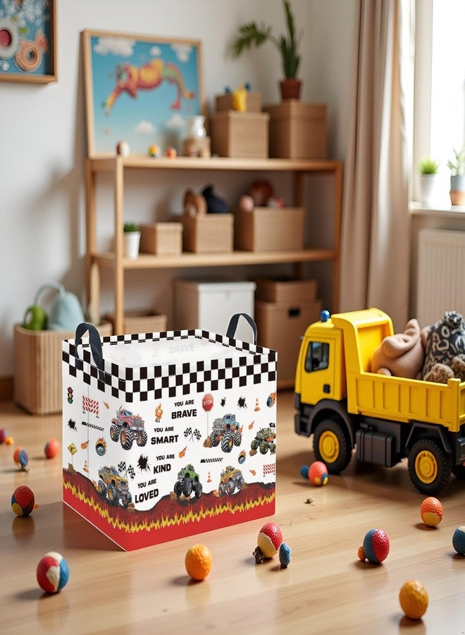 LATOGHIVE Rectangular Storage Basket Waterproof Storage Bin for Bedroom Collapsible Bin Books Box Basket Room Decor(Monster Truck) - Image 4