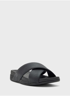 FitFlop Surfer Tumbled Leather Cross Slides  - Image 2