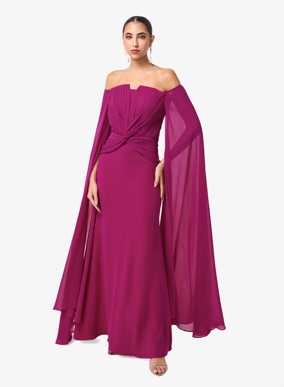 فستان ماكسي بأكمام درابيه من باردو