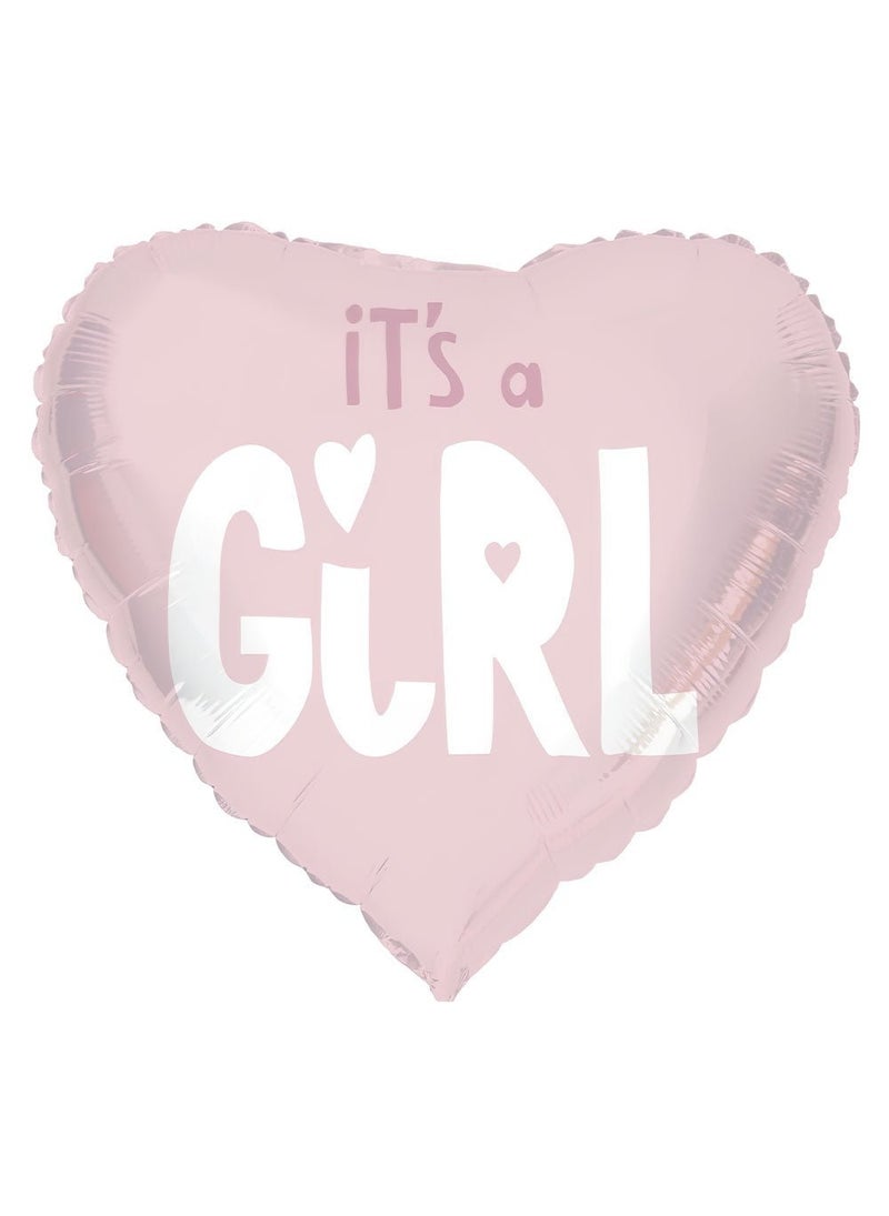 فولات بالون قلب من رقائق معدنية على شكل فتاة باللون الوردي الفاتح 45 سم - Image 1