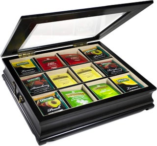 CHEZ MONETT Tea Chest 12 Compartments Tea Bag Large Storage Box with Beveled Glass Lid - pzsku/ZBE47C79766CEA1FCA9EEZ/45/1749490336/cc516c4f-e30b-4379-8eac-43b4c4191122