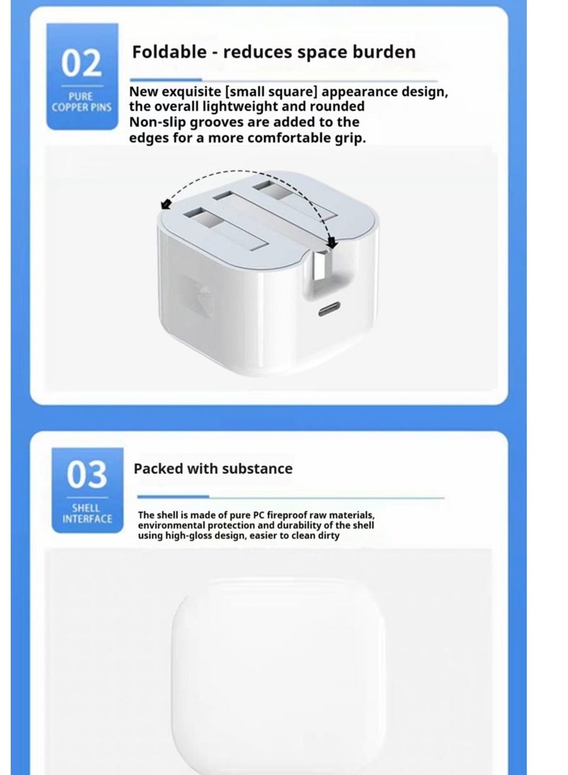 iPhone 30W Fast Charger | USB C Wall Mount Fast Charger with 1M PD to Lightning Cable, Compatible with iphone 14/14 Pro/14 Pro Max/13/12/SE2020/11/XR/XS Max/X/iPad - Image 3