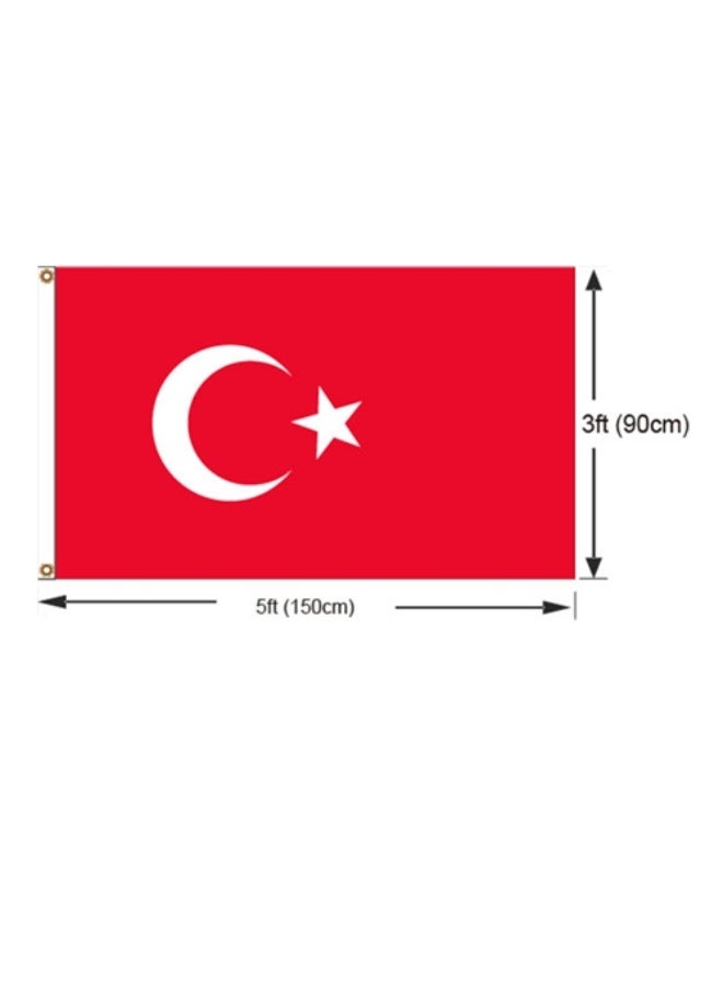 أعلام تركيا 90x150cm خيوط مزدوجة مع حزام الرأس ، الألوان المقاومة للتلاشي النابضة بالحياة والخياطة الثابتة ، الديكور الدائم في الهواء الطلق لأحداث الحديقة المنزلية ، مثالية للعمل في صالة الرياضة - Image 2