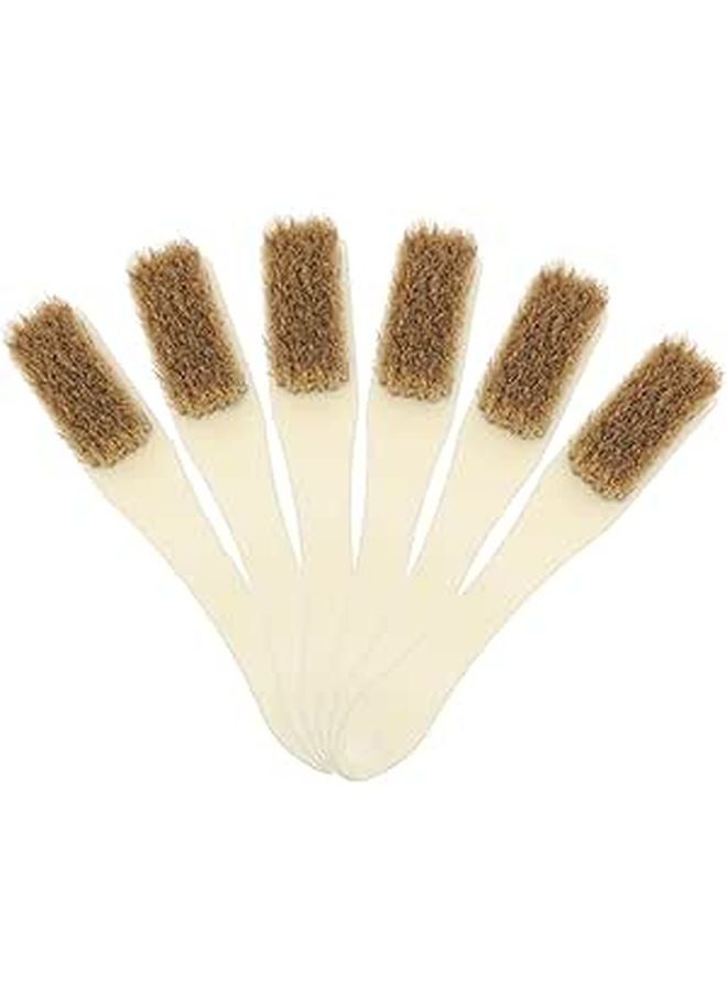 6Pcs Mini Scrub Brush Set with Firm Yellow Bristles for Rust Removal and Detail Cleaning in Tight Spaces - Image 1