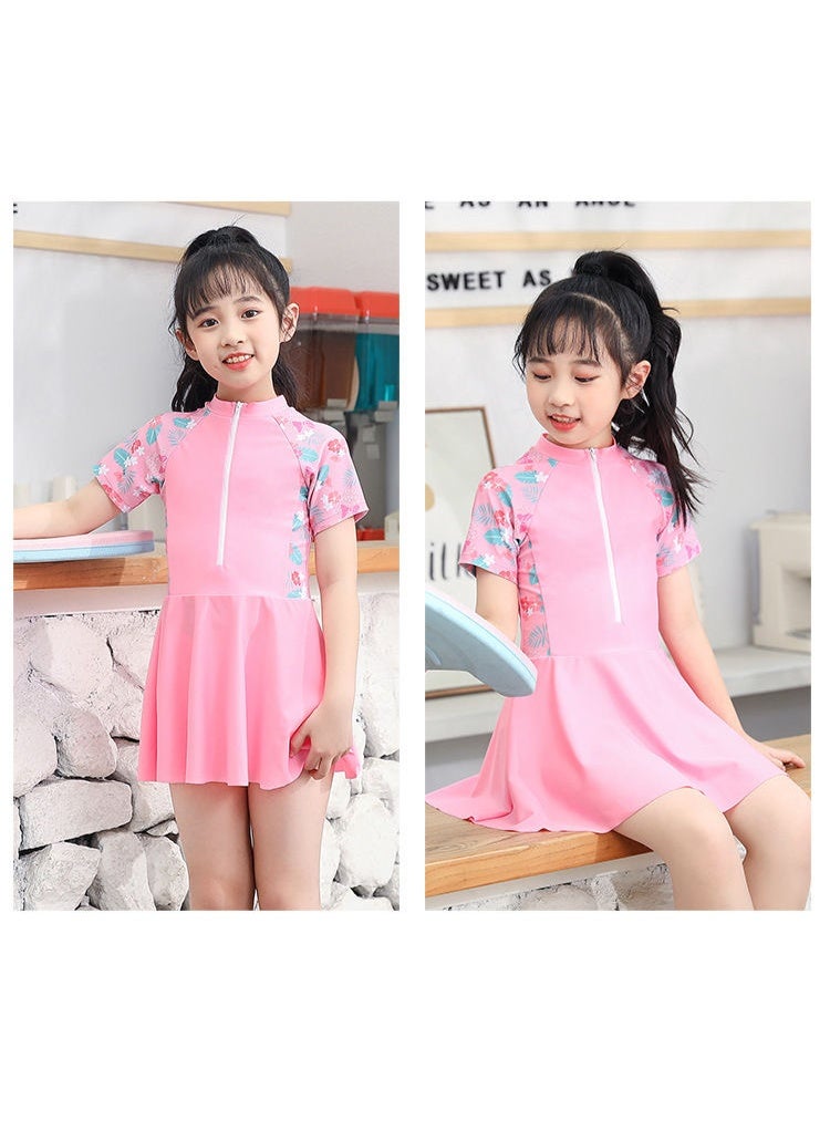 2 Piece Kids Swimsuit Set for Girls, Swimwear Children Swimming Trunks Short Sleeves Clothing Beachwear Bathing Suit for Summer, 110-120cm  - Image 4
