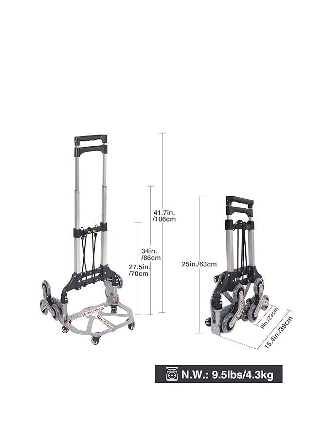 ROBUSTLINE Robustline Stair Climbing Cart, Folding Hand Truck Dolly with 6 Crystal Wheels, Heavy Duty Luggage Trolley Cart for Moving and Shopping Use, 170lbs Weight Capacity  - Image 2