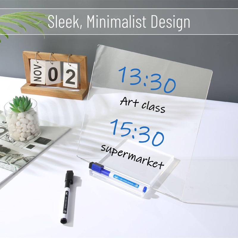 Mr. Pen Acrylic Dry Erase Board With Stand  10"" X 10""  White Board With 3 Markers  For Desk - Image 5