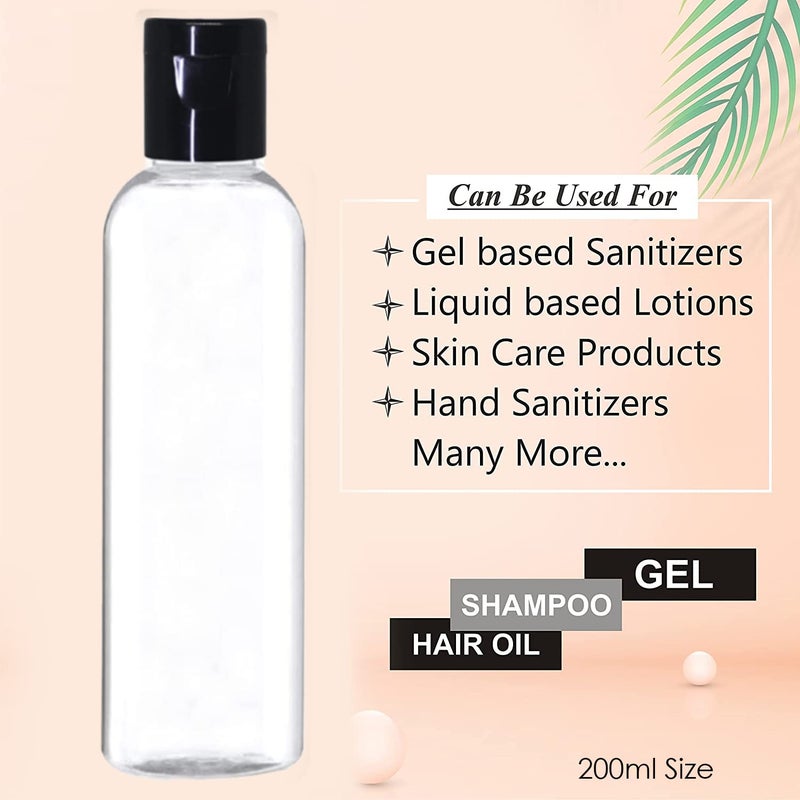 Thinqkart Select 200ml Empty Clear Round Bottle with Black Flip Top Cap,Multipurpose Reusable Container for Hair Oils, Shampoo, Conditioner, Lotion, Medicated Oil and Sanitizer (PACK OF 5) - Image 3