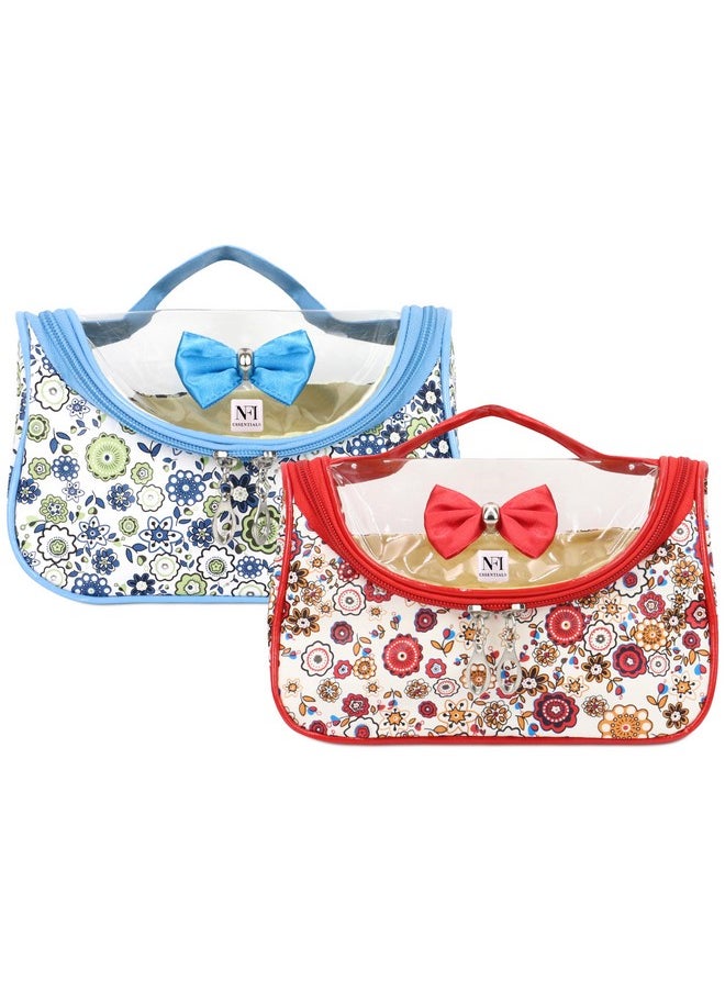 NFI essentials NFI essentials Pack of 2 Printed Vanity Cosmetic Pouches Stationery Pouches Makeup Pouches Travel Organiser Jewellery Bags  - Image 1
