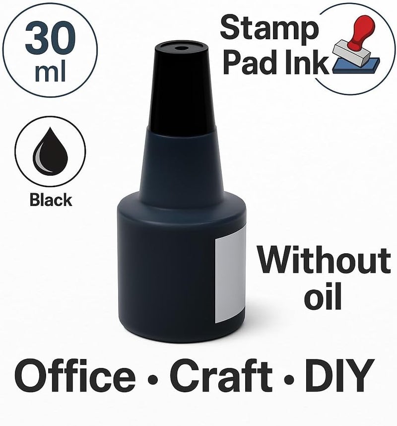 Fitto 30ml Black Stamp Pad Ink for Office, Craft & DIY Use