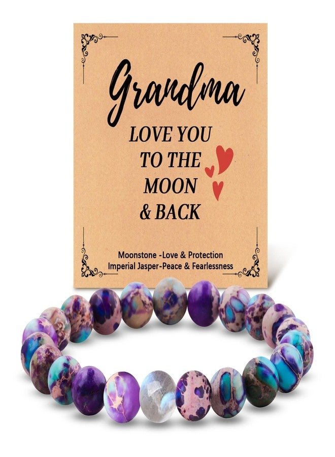Tirdkid Grandma Gifts From Granddaughter/Grandson Natural Imperial Jasper and Love Moonstone Bracelet for Grandma Birthday Gifts Mother's Day Gift - Image 1